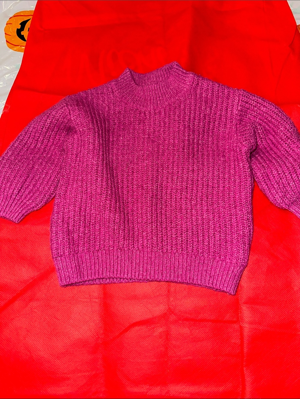 Old Navy Girls' Bright Magenta Ribbed Mock Neck Sweater